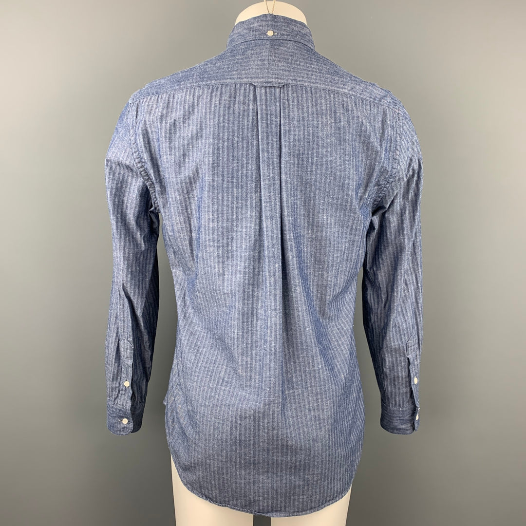 GITMAN VINTAGE Size M Indigo Herringbone Cotton Button Down Long Sleeve Shirt