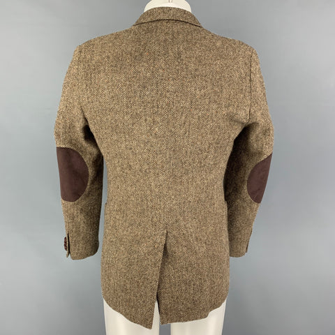 BARNEY'S CO-OP Tan Brown Herringbone Wool Notch Lapel Sport Coat