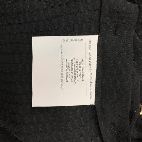 ETRO Camisa de manga larga con botones de seda transparente negra talla S