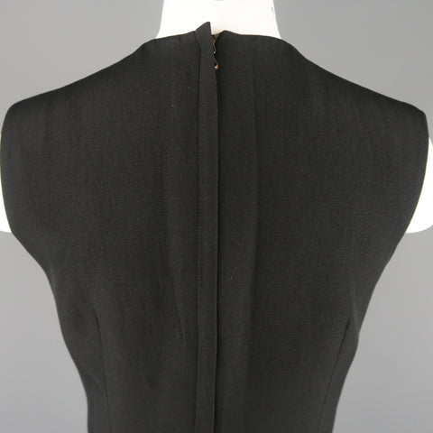 LANVIN Automne 2006 Taille 6 Robe droite sans manches en mélange de laine noire