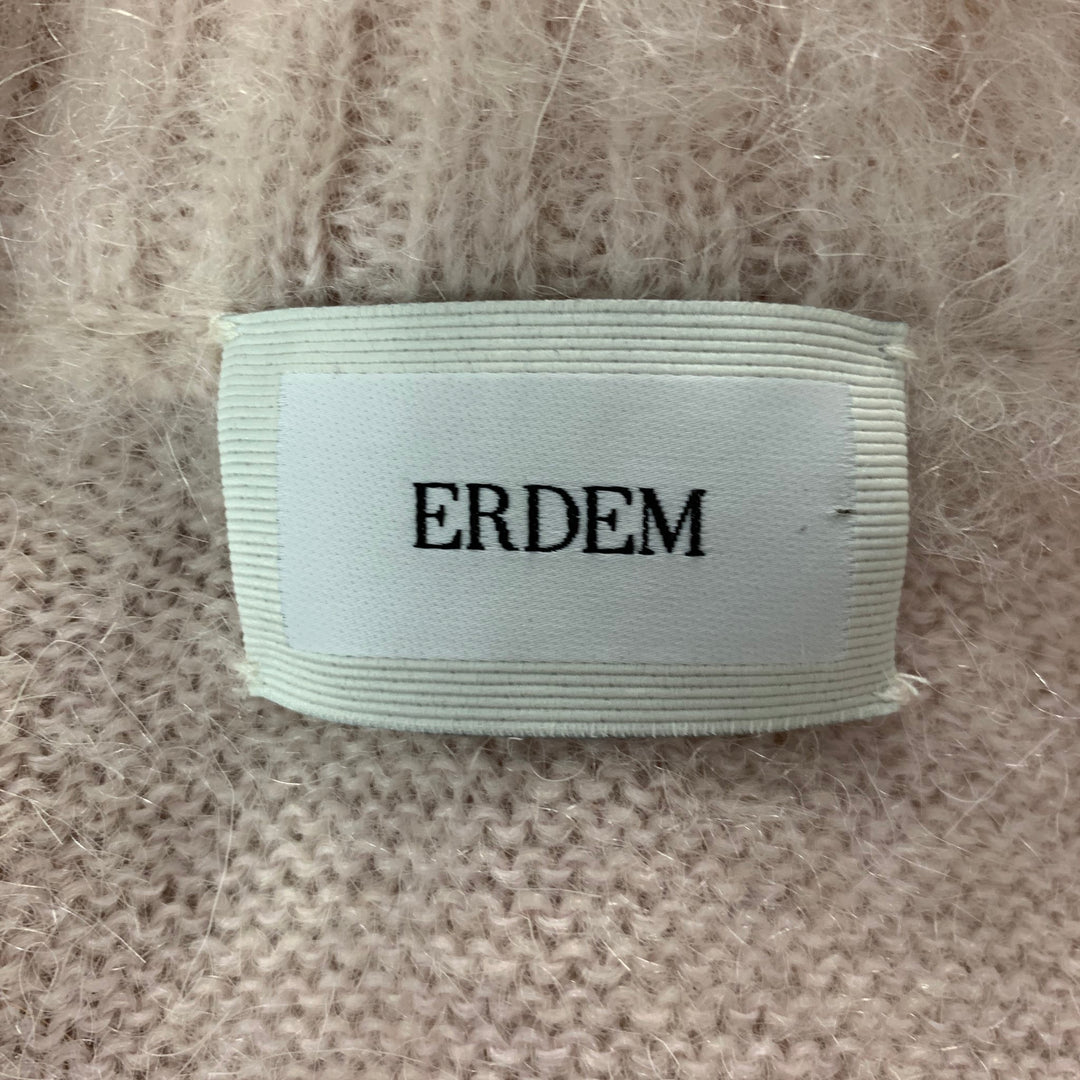 ERDEM Size S Pink Mohair Blend V-Neck Cardigan