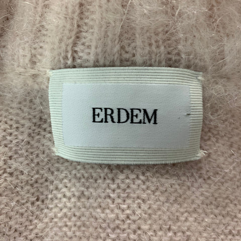 ERDEM Size S Pink Mohair Blend V-Neck Cardigan