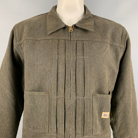 RRL by RALPH LAUREN Size XL Charcoal Herringbone Cotton Jacket