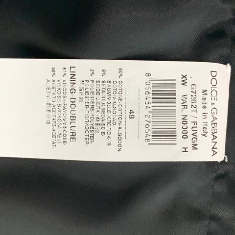 DOLCE & GABBANA Black Velvet Buttoned  Size 38 Cotton & Silk Vest