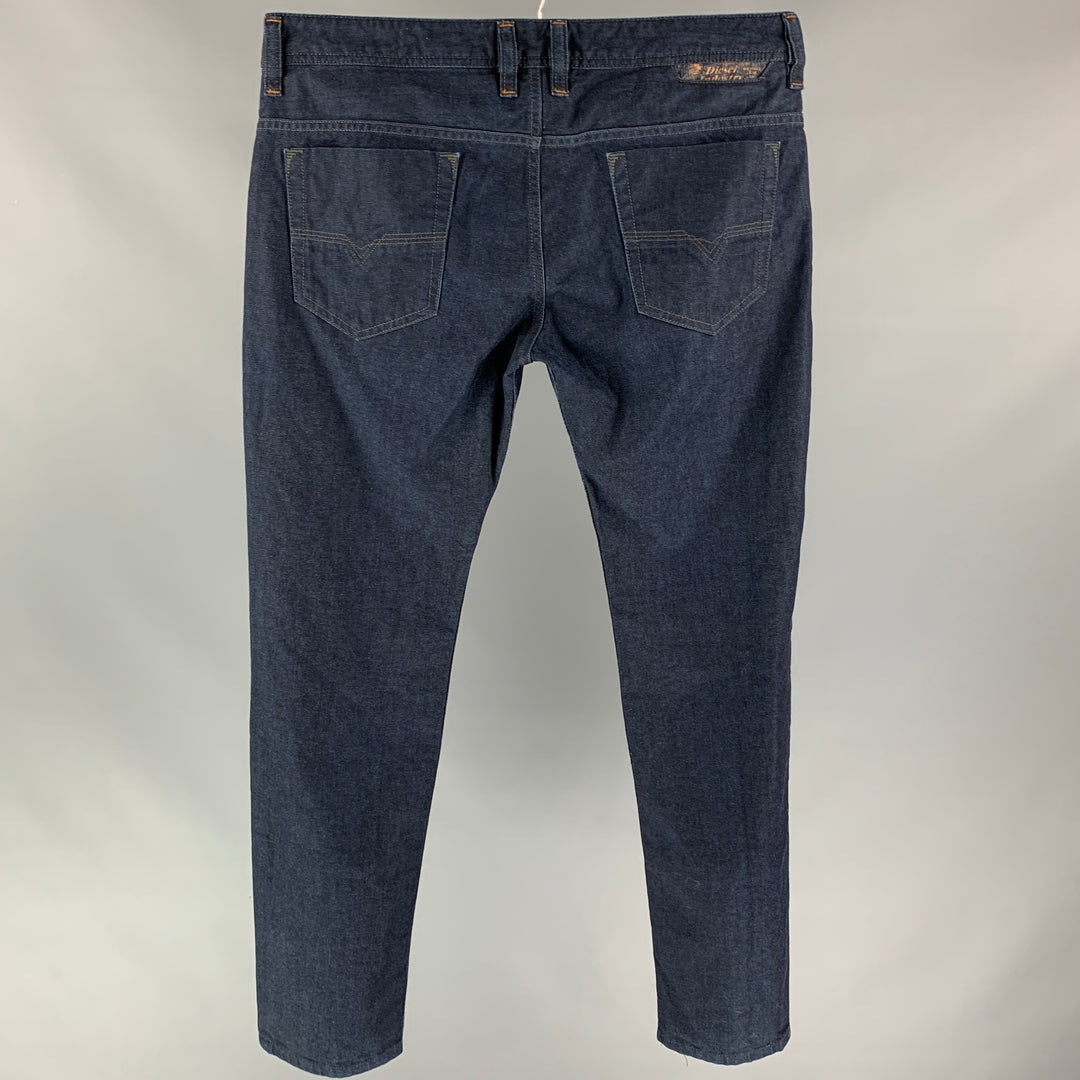 DIESEL Size 33 Indigo Cotton Straight Slim Button Fly Jeans