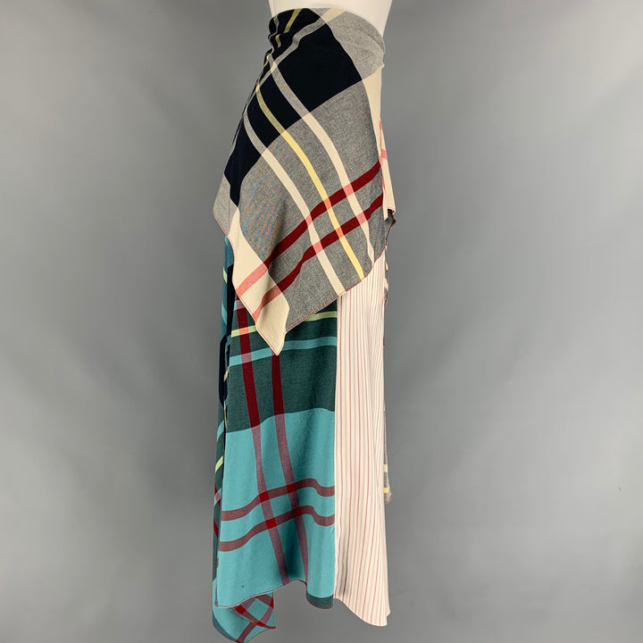 J.W.ANDERSON Size 6 Multi-Color Madras Viscose / Cotton Draped Long Skirt