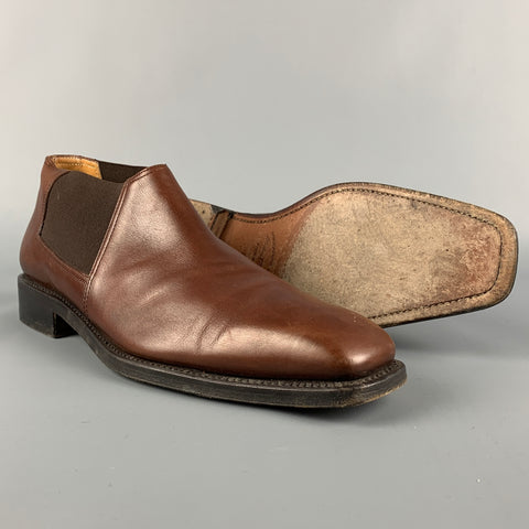SALVATORE FERRAGAMO Talla 9 Botas sin cordones de cuero marrón