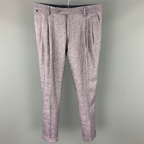 MESSAGERIE Size 32 Purple Heather Linen Blend Cuffed Dress Pants