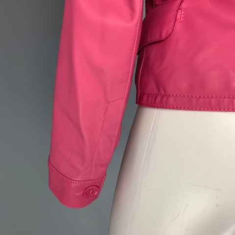 PAUL & SHARK Size XS Pink Leather Notch Lapel Jacket