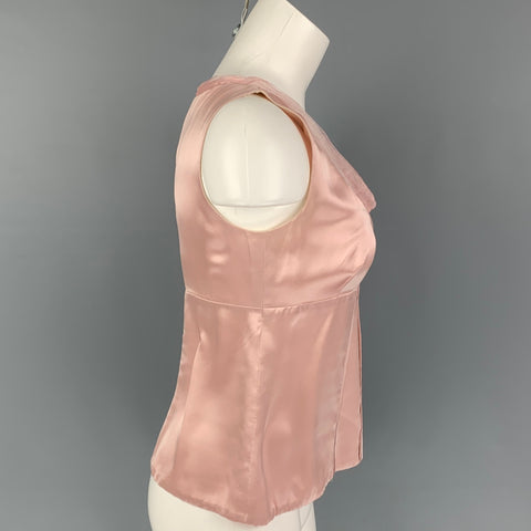 JIL SANDER Talla 6 Top de vestido tipo camisola de seda rosa