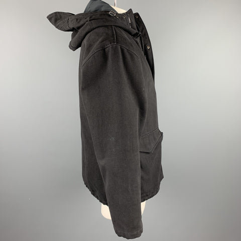 ADAM KIMMEL Size M Black Cotton Zip & Snaps Hooded Jacket