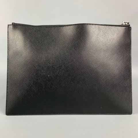 VERSUS by GIANNI VERSACE Black Leather Safety Pin Wristlet Bag