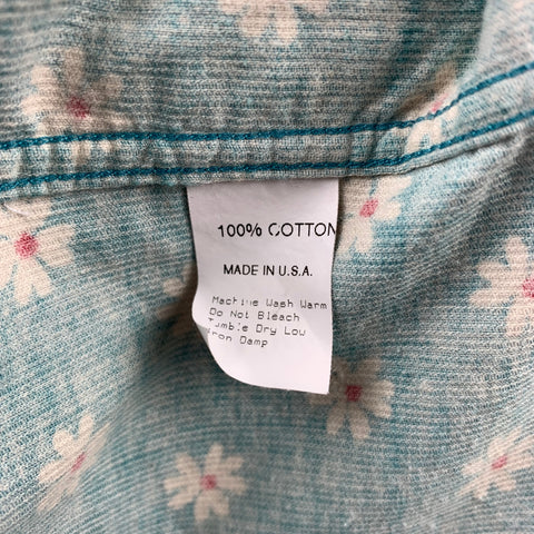 GITMAN BROS x OPENIING CEREMONY Size L Teal Floral Corduroy Button Up Long Sleeve Shirt