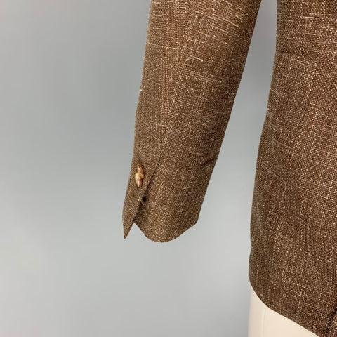 SUIT SUPPLY Size 38 Brown White Woven Wool Blend Sport Coat