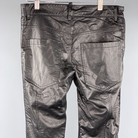 DSQUARED2 Size 30 Black Pleather Biker Casual Pants