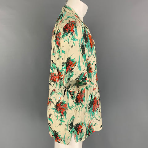 DRIES VAN NOTEN SS 20 Size M Multi-Color Sequined Viscose Camp Short Sleeve Shirt