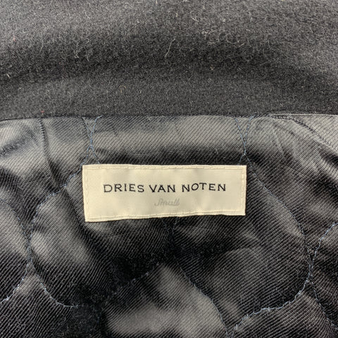 DRIES VAN NOTEN Size S Navy Solid Hook & Eye Jacket