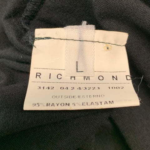 JOHN RICHMOND Size L Black Beaded Rayon Elastane Crew-Neck T-shirt