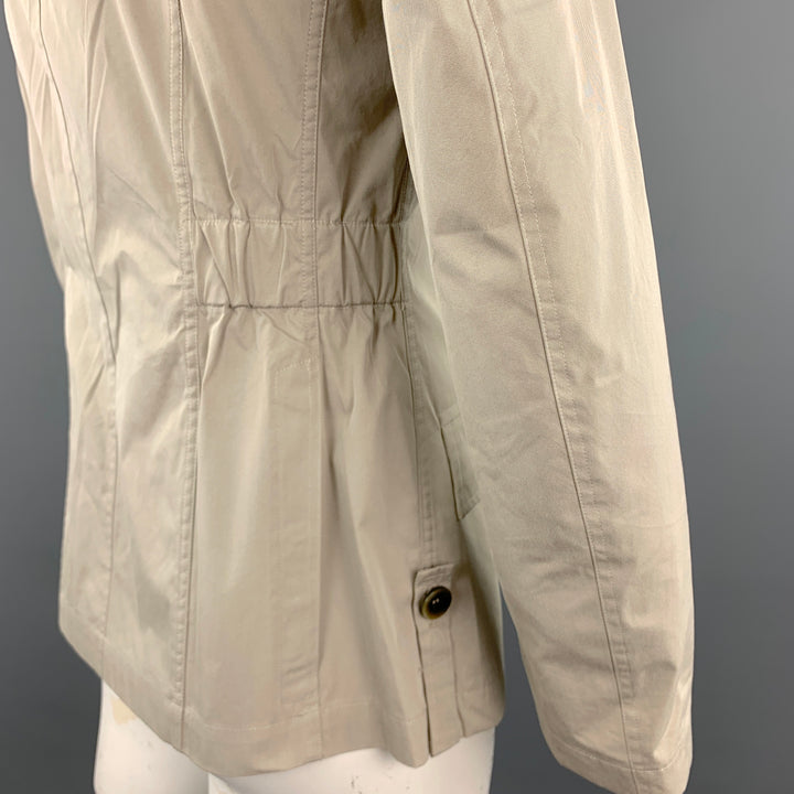 ETRO Chest Size M Beige Cotton / Polyester High Collar Zip Up & Buttons Jacket