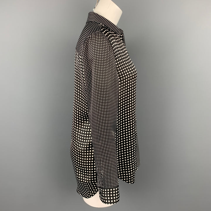 EQUIPMENT Size S Black & White Checkered Polyester Blouse