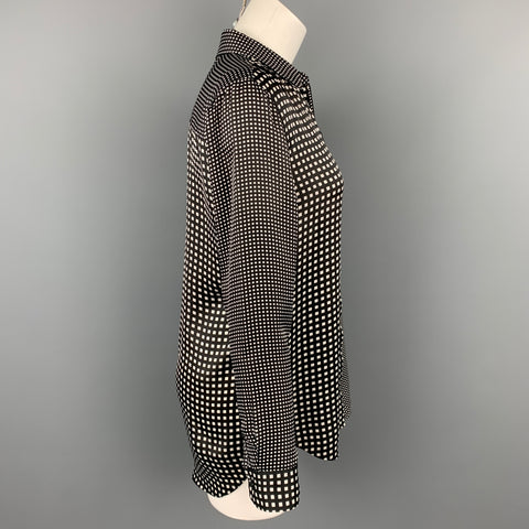 EQUIPMENT Size S Black & White Checkered Polyester Blouse