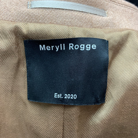 MERYL ROGGE Size 6 Camel Twill Wool Double Breasted Jacket