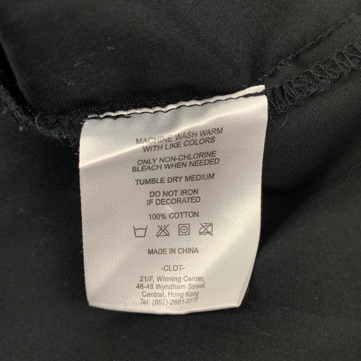 CLOTONE Size M Black Pleated Cotton Button Up Long Sleeve Shirt