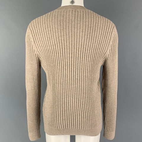 Pull à col rond en laine mélangée côtelée taupe taille M APC
