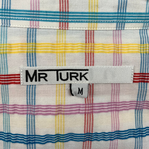 MR TURK Size M Multi-Color Checkered Cotton Short Sleeve Shirt