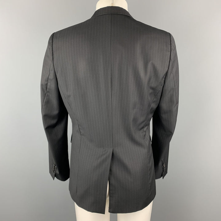 EMPORIO ARMANI 38 Regular Black Stripe Wool Sport Coat