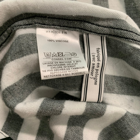 AMI ALEXANDRE MATTIUSSI Size M  Black White Vertical Stripe Viscose Button Up  Long Sleeve Shirt