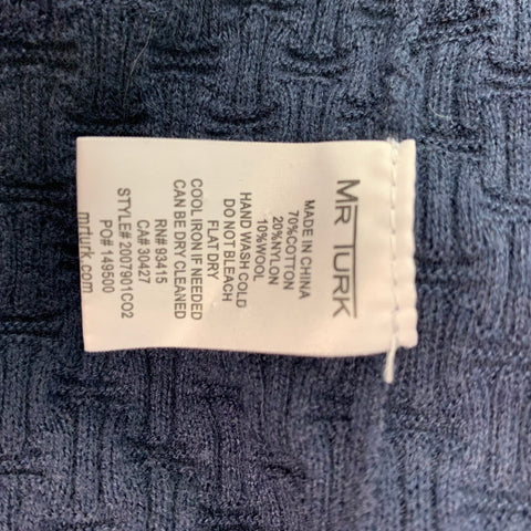 MR TURK Size M Navy Textured Cotton Blend Polo