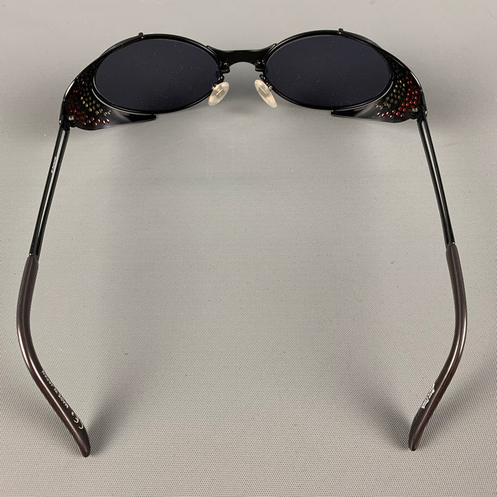 Vintage JEAN PAUL GAULTIER Black Red Metal Steampunk Sunglasses