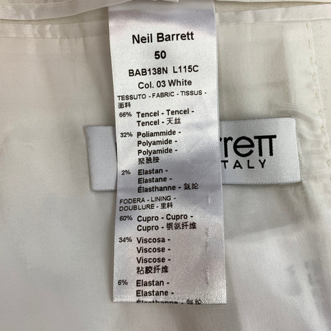 NEIL BARRETT Size 40 White Tencel Blend Notch Lapel Tuxedo Suit