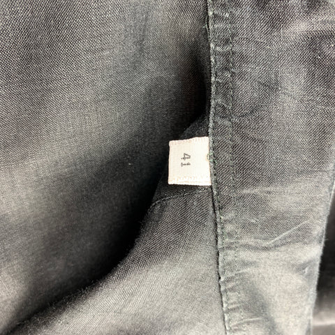 JIL SANDER Size M Black Ramie Button Up Long Sleeve Shirt