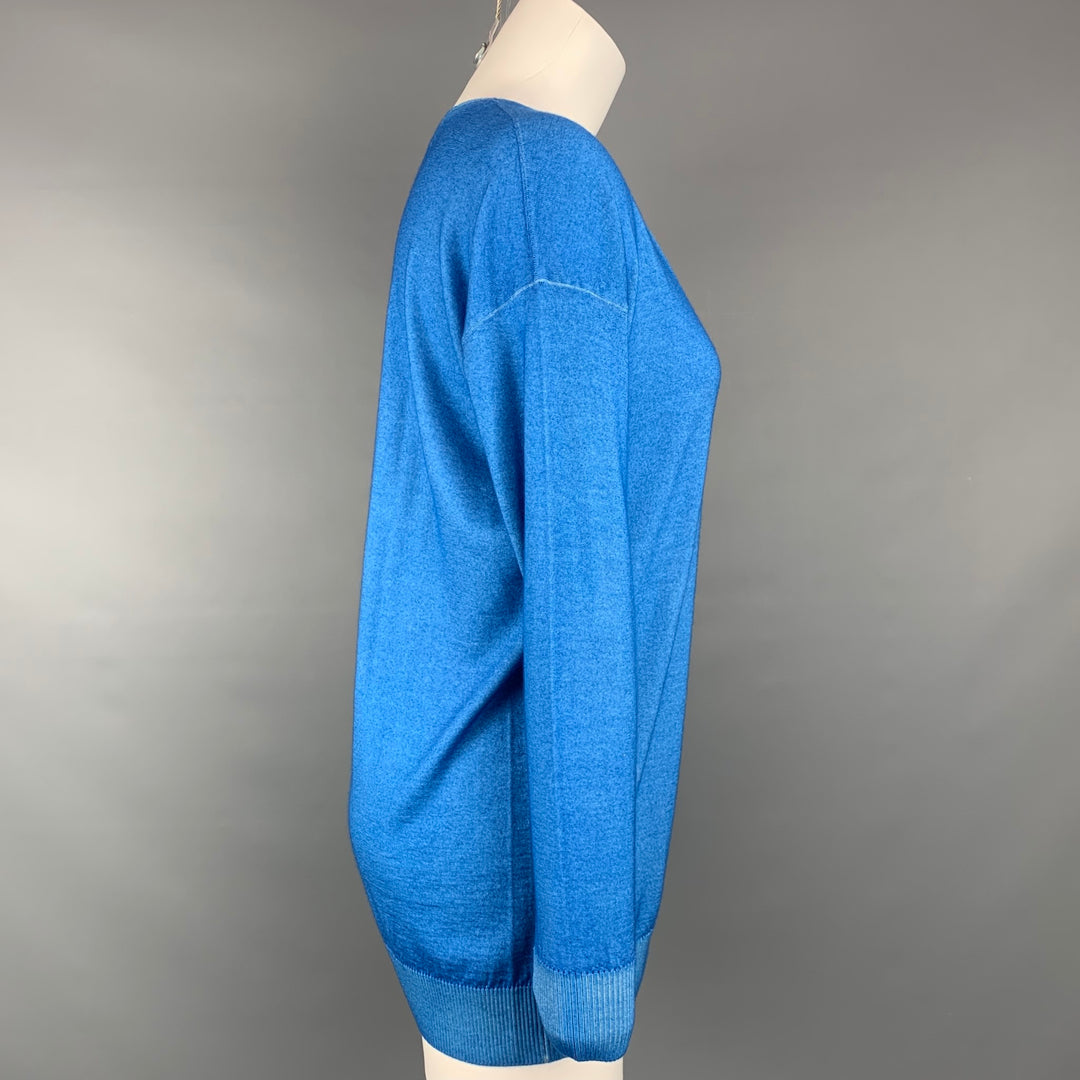 FALCONERI Size S Blue Knitted Cashmere V-neck Pullover