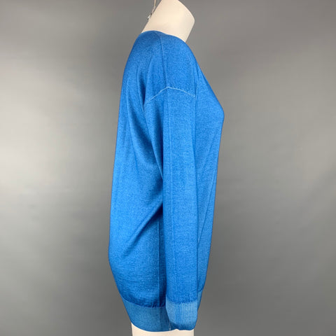 FALCONERI Taille S Pull Col V En Cachemire Tricoté Bleu