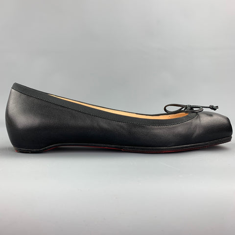 CHRISTIAN LOUBOUTIN Talla 7.5 Bailarinas Bolshoi con lazo de cuero negro