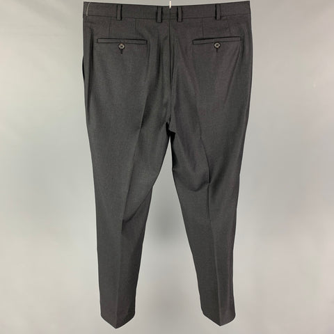 PAL ZILERI Size 36 Charcoal Virgin Wool Flat Front Dress Pants