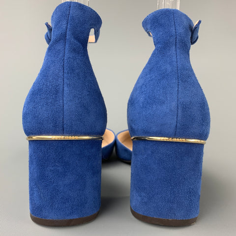 COLE HAAN Size 10 Blue Suede Ankle Strap Pumps