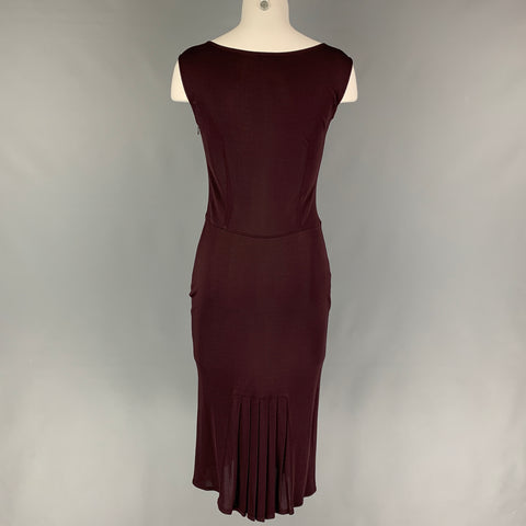 BALMAIN Size 4 Burgundy Viscose Slip Dress