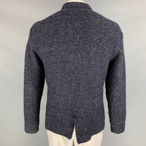 KAPITAL Size M Navy & Grey Knitted Wool / Linen Buttoned Jacket