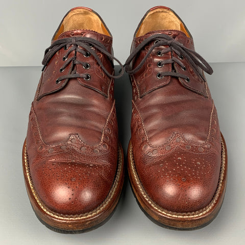 LOUIS VUITTON Size 12 Brown Perforated Leather Wingtip Lace Up Shoes