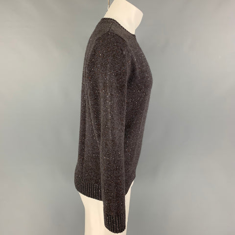 A.P.C. Size S Grey Brown Knitted Wool Crew-Neck Sweater