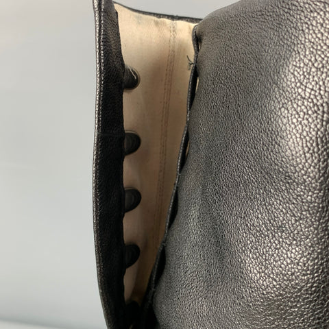 MAISON MARGIELA Size 10 Black Leather Ankle Tabi Boots