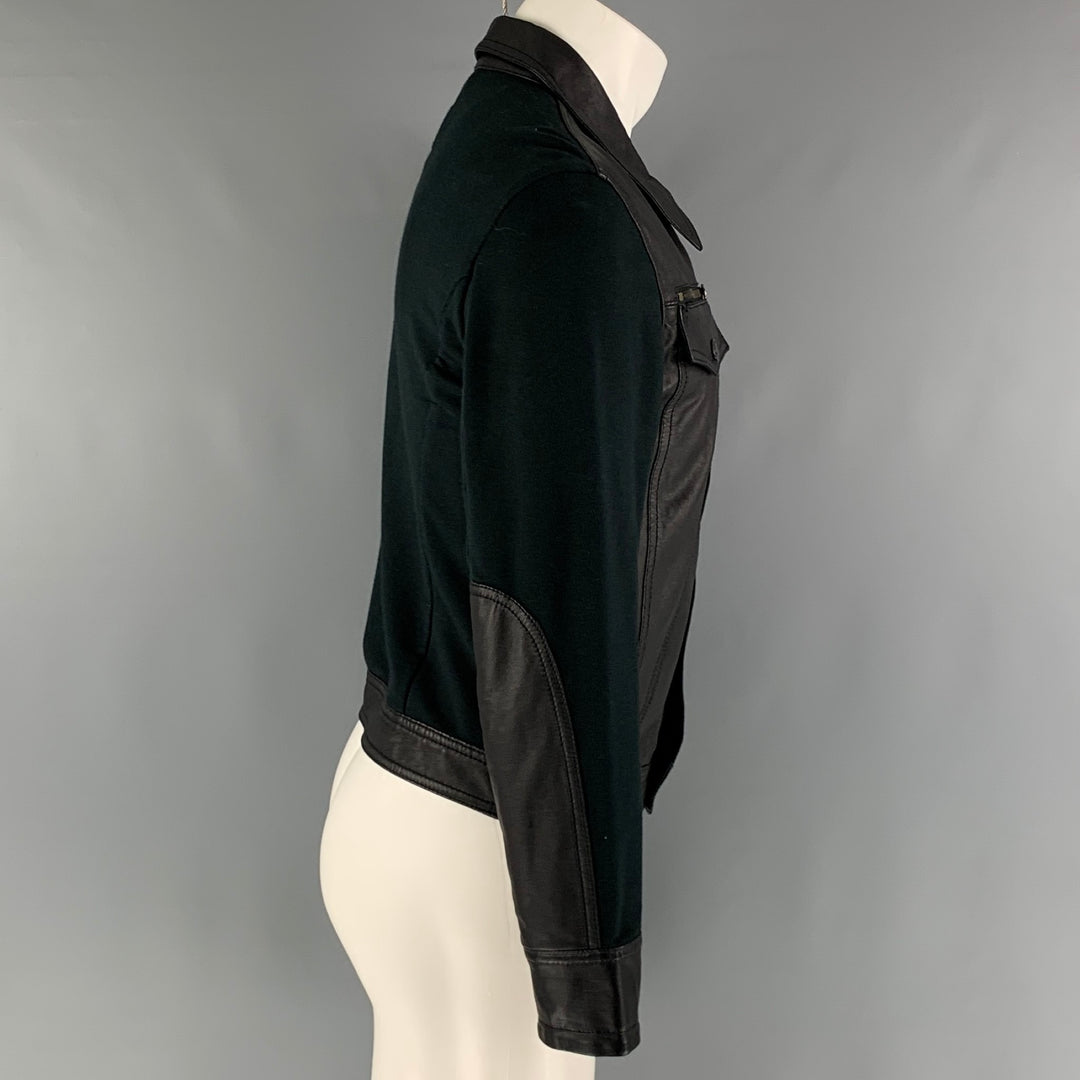 EMPORIO ARMANI Chaqueta Trucker de algodón y piel de oveja negra Talla M