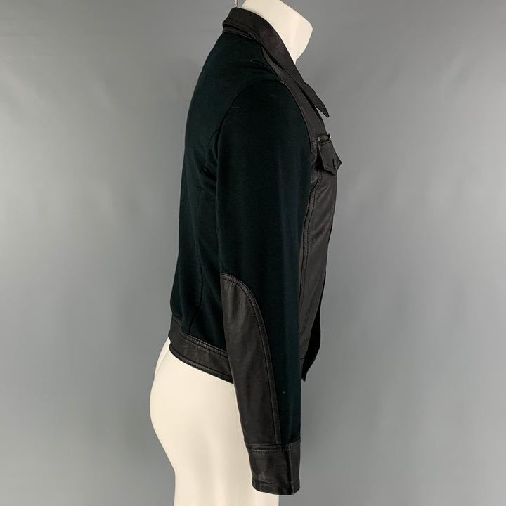 EMPORIO ARMANI Chaqueta Trucker de algodón y piel de oveja negra Talla M