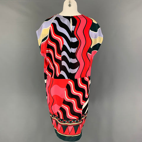 M de MISSONI Talla 6 Vestido sin mangas abstracto de seda multicolor rojo