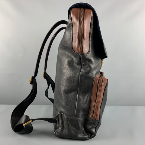 COLE HAAN Black Brown Leather Backpack Bags
