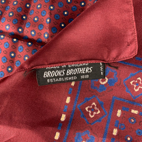 BROOKS BROTHERS Pochette de costume en soie imprimé bleu marine bordeaux